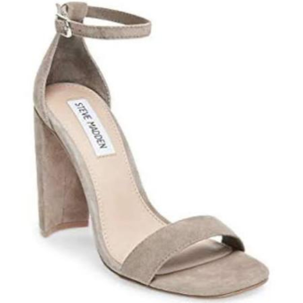 STEVE MADDEN Suede Ankle Strap Heeled Sandals